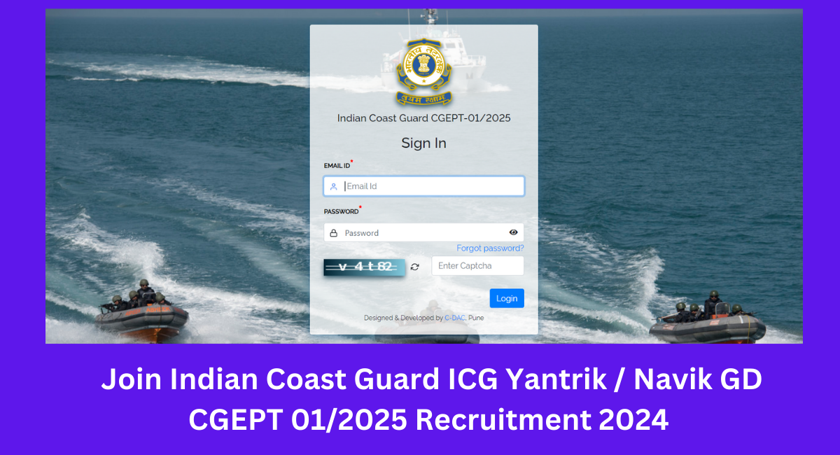 Join Indian Coast Guard ICG Yantrik Navik GD CGEPT 012025 Recruitment 2024