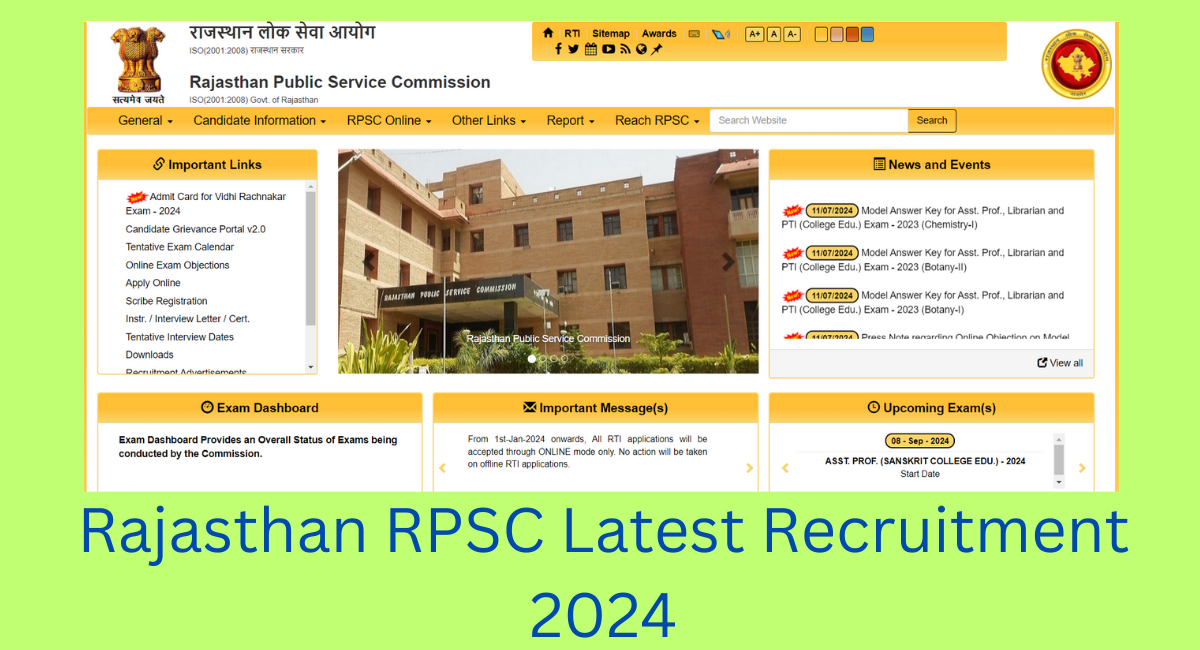 Rajasthan RPSC Latest Recruitment 2024