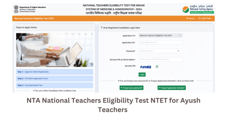 NTA National Teachers Eligibility Test NTET for Ayush Teachers