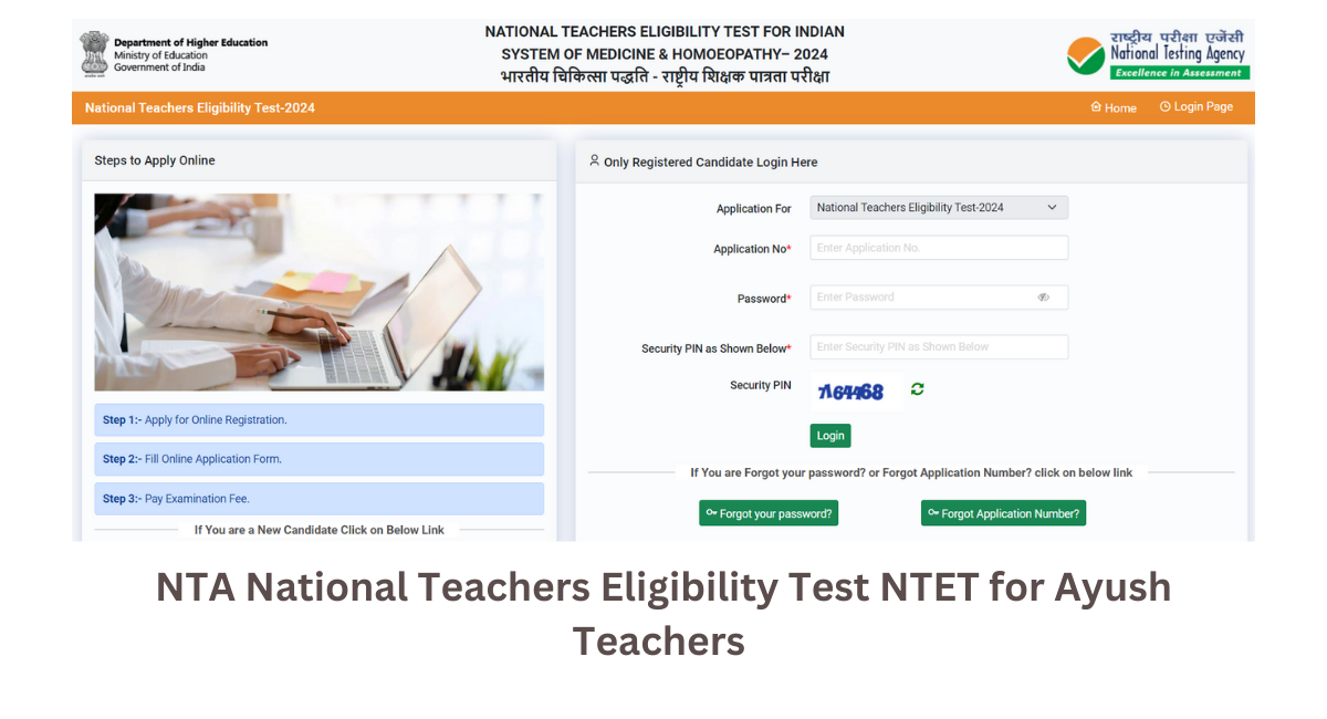 NTA National Teachers Eligibility Test NTET for Ayush Teachers