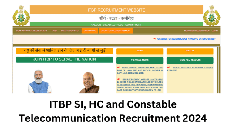 ITBP SI, HC and Constable Telecommunication Recruitment 2024