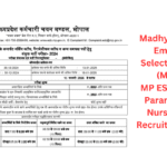 Madhya Pradesh Employee Selection Board (MPESB) MP ESB Group 5 Paramedical & Nursing Staff Recruitment 2024